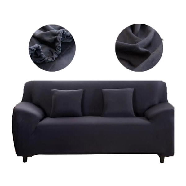 Trekk til 2-seters sofa 145-185 cm i svart, elastisk, tykk og r