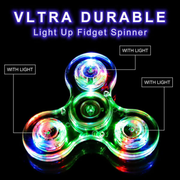 1 stk Lysende LED Fidget Spinner - Gjennomsiktig A