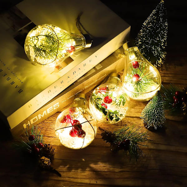 5 stk hengende julekule med LED-lys hengende Chr