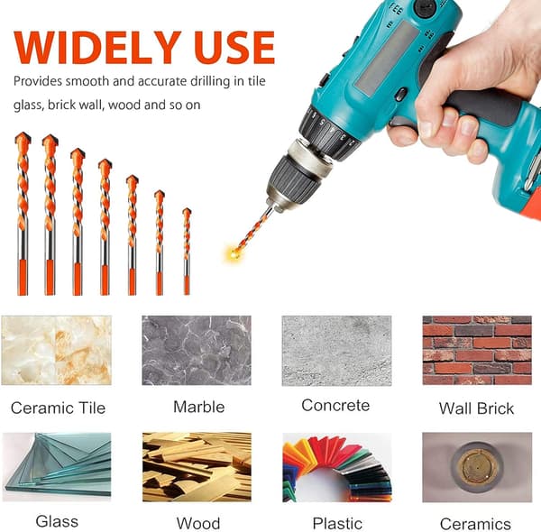 7 deler Wolframkarbid Murbor, Multi-Material Bor