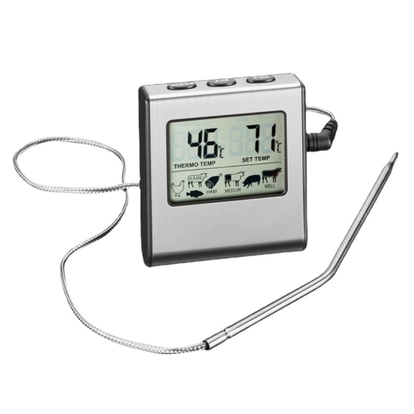 Digitalt kjøkkentermometer med probe Stor LCD-skjerm Timer