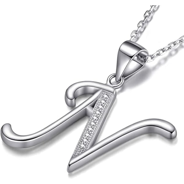 N, 2 st kvinnors halsband med bokstäver 925 silver rodium