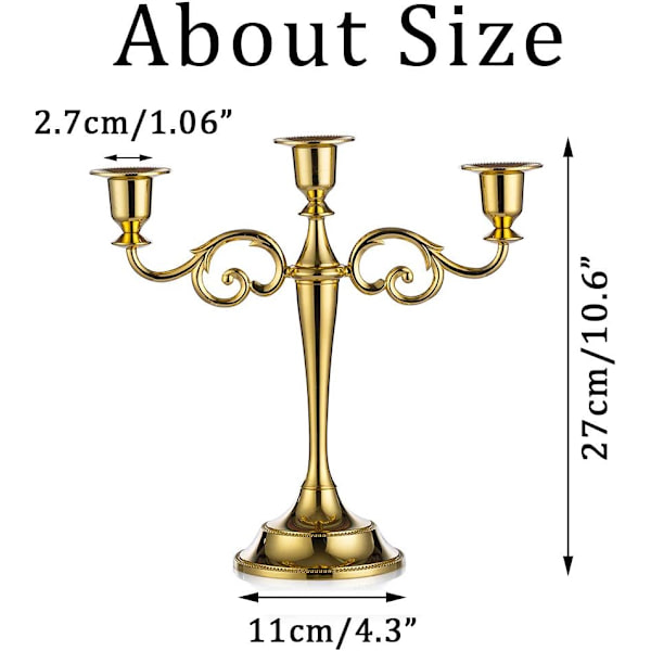 3 Lysestaker for Bryllup, Sink Legering Stearinlys, Spisebord, Ca