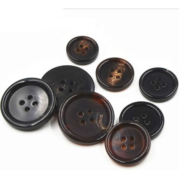 10 stk. (kaffe, 15 mm) Tøj Knapper - Fashion Horn Sy Knapper