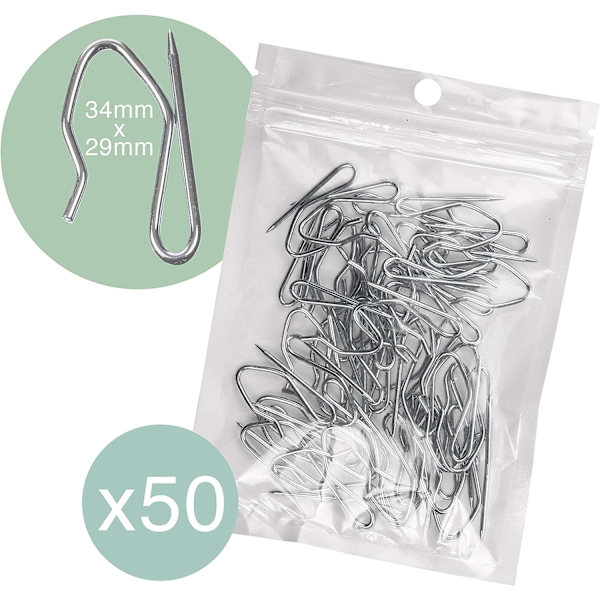 Gardinstångskrokar (50-pack) Tunga zink - för tunga och