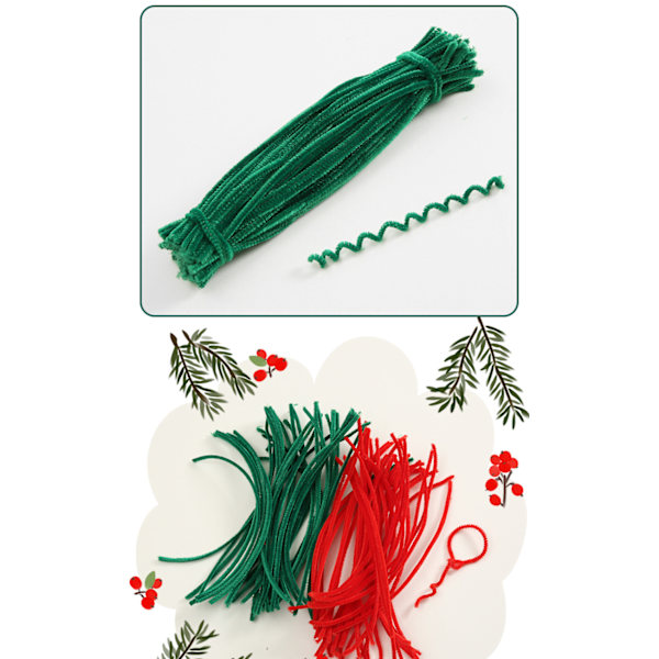 Jouluiset chenille-langat (100 kpl pakkauksessa, kolme väriä) askarteluun