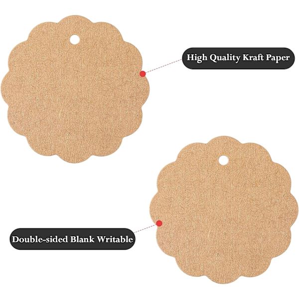 6 cm pyöreä kraft-paperilappu, 100 kpl lahjatunnistetta 20 m juuttinarulla,