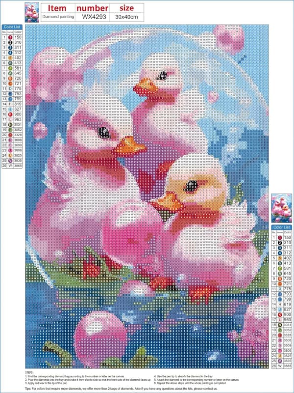 30x40cm Søde Små Ællinger DIY Diamantmaleri Kits til Voksne, 5D