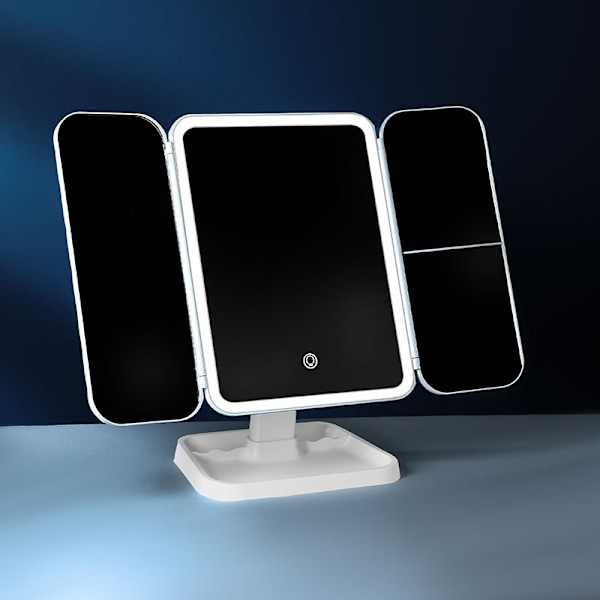 Lighted Tri-Fold Makeup Mirror med 52 LED'er 2X / 3X Forstørrende Annonce