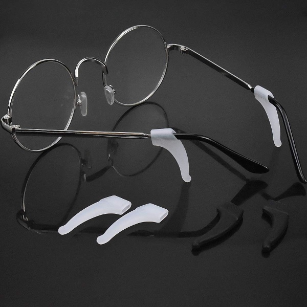 20 par (klar+svart) anti-skli silikon brilleputer, brilleglass