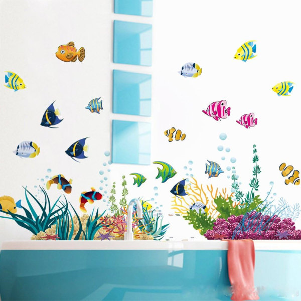 barn väggdekaler UNDERWATER WORLD 1 (130x42 cm) Jag fiskar akvarium