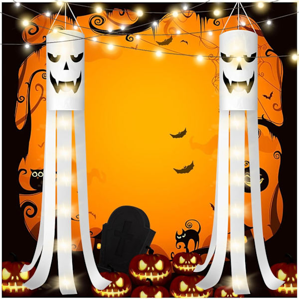 2 stk Halloween-dekorasjon, 1,8 m Halloween-vindstrømpe, egnet for