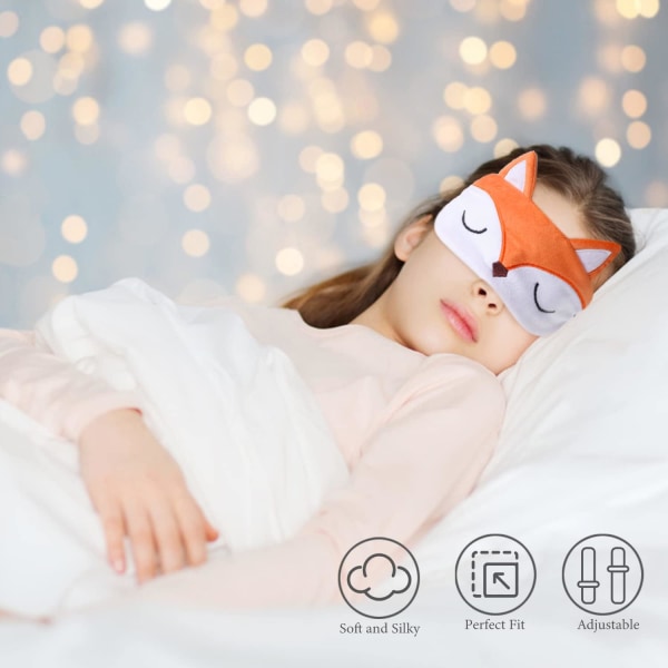 Animal Sleep Mask, Child Sleep Mask Plys sød 3D Fluffy Mask til