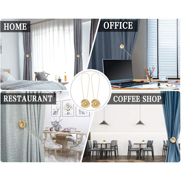 Gardinstop med magnetiske knapper, gardinstop (2 stk.)