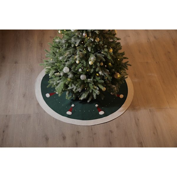 Mørkegrøn 3D frotté julehat træskørt 122cm og tyk Chri