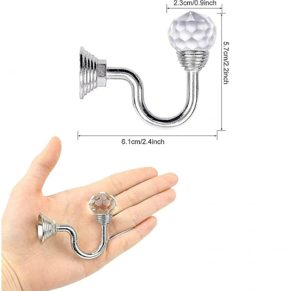 Set med 4 akryl kristall finial stång krokar väggkrok med kristall