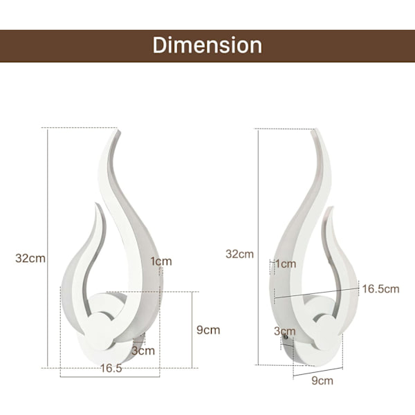 2 stk. 12W LED væglamper indendørs akryl flammeform væglampe