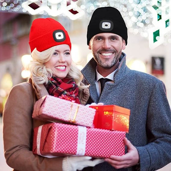 Hvit med LED-lys Unisex USB-oppladbar - Gave til menn og kvinner
