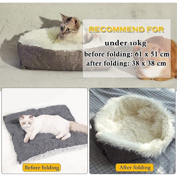 Katte- og hundeseng, 2 i 1 dobbelt formål blød og komfortabel katteseng