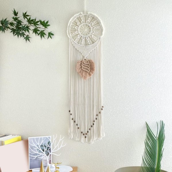 Fransad drömfångare sovrum, handgjord boho drömfångare, väggde
