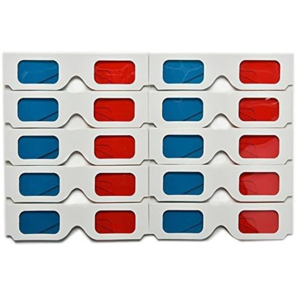 3D-pappersglasögon, anaglyf röd och cyan, vit kartongram, 5