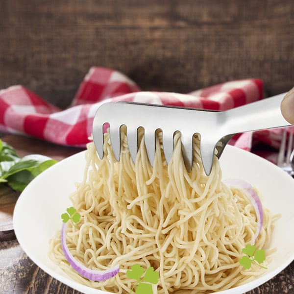 Set med 1 rustfritt stål mattang 8\" pasta flip flops sølv