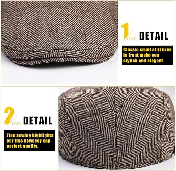 Herre flad beret cap justerbar flad hat efterår vinter（Coffee-Her