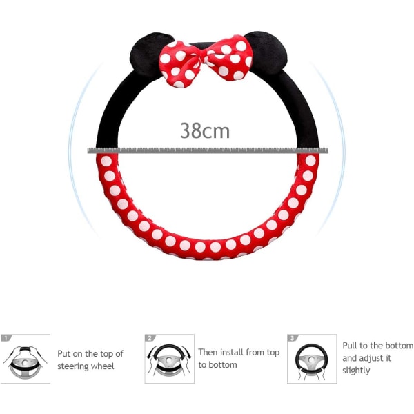 Söt tecknad bils rattkåpa halkfri 38 cm (15\") mikrof