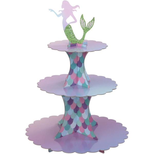 Havfrue Cupcake Stand 3-tiers pap Cupcake Stand til Baby Sho