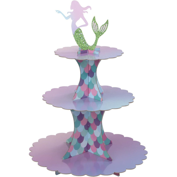 Havfrue Cupcake Stativ 3 Tier Papp Cupcake Stativ for Baby Sho
