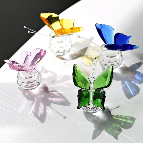 Kristallfjäril Pappersvikt Glasfigurer Hantverk Samlarobjekt A