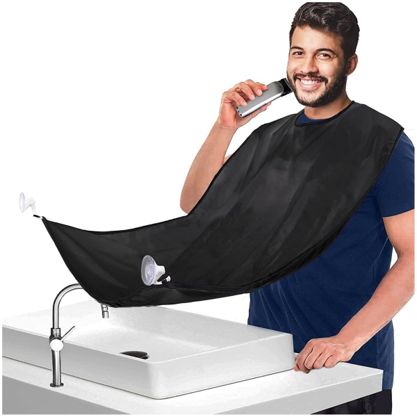 Beard apron, black men's beard bib, hairdresser cloak with suctio