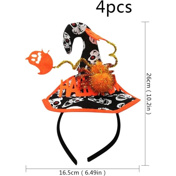 Huvudband 4 st Halloween huvudband och huvudband Häxhatt Huvudba