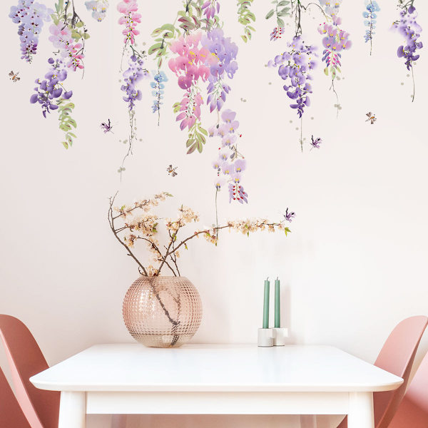 Växter Blommor Rankor Fjärilar Dekorativ Väggsticker Kreativ
