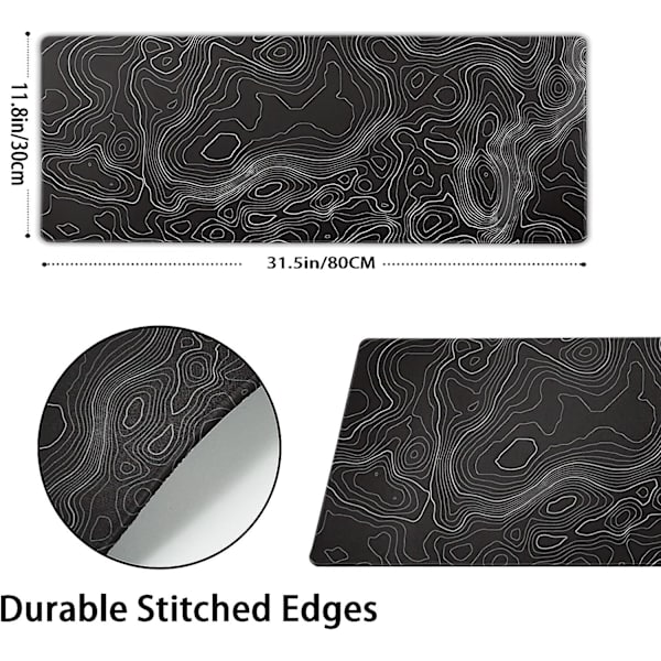 Toographic Contour Black XL Gaming Mouse Pad Extended Geographic