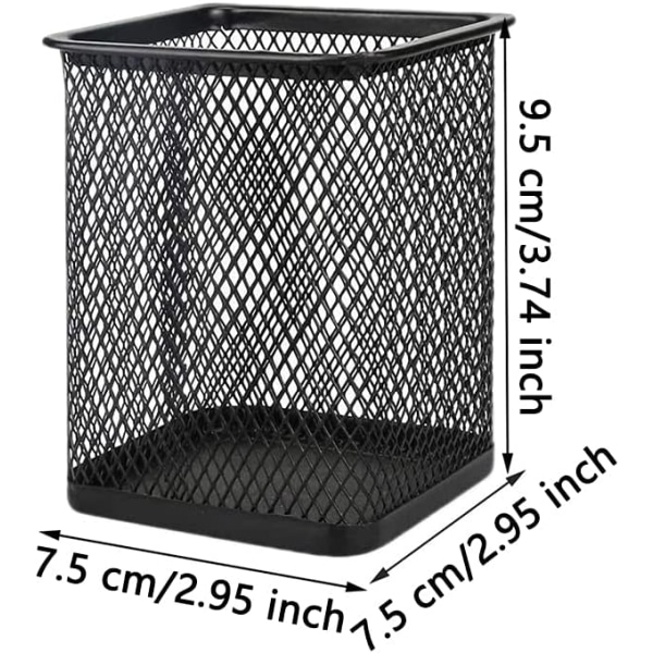 5 stk. firkantede penneholdere, metalnet penneholder, net pennepot,