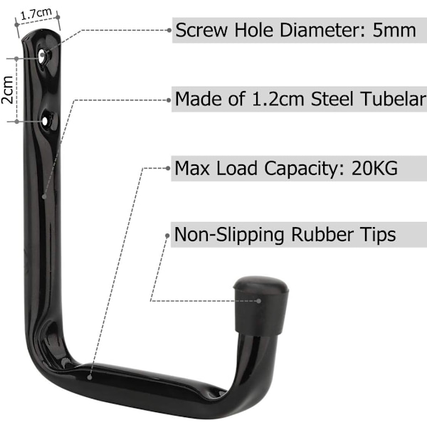6-pack Tunga Garageförvaringskrokar - 11,5 cm x 10 cm