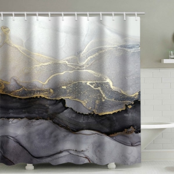 180*200cm Shower curtain in textured marble, with 12 plastic hook