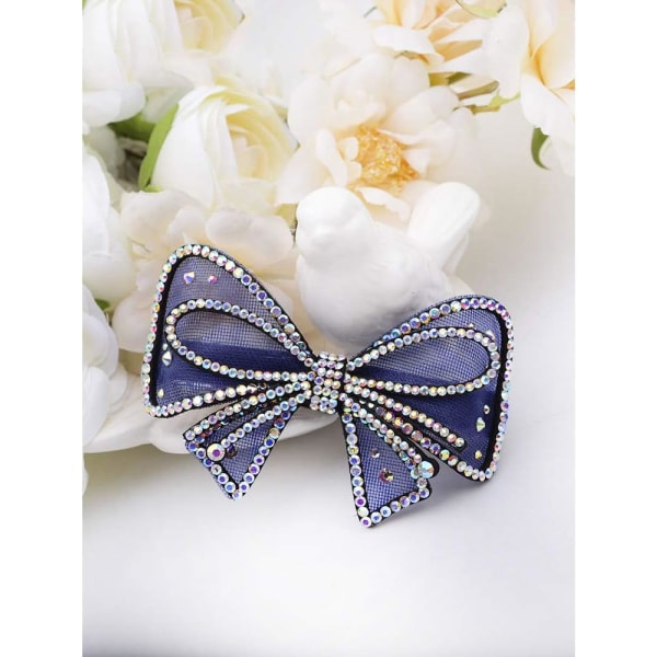 Bue Krystal Rhinestone Hårnål Top Clip Cross Clip Disc Spring Cl