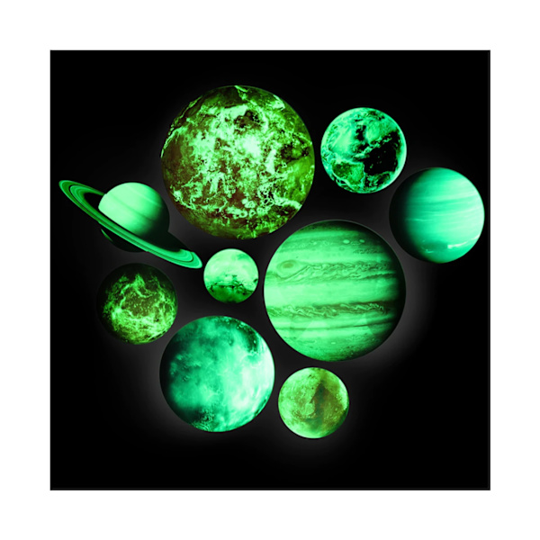 9 stk. Glow in the Dark Solsystem Planeter Vægklistermærker Decal Ki