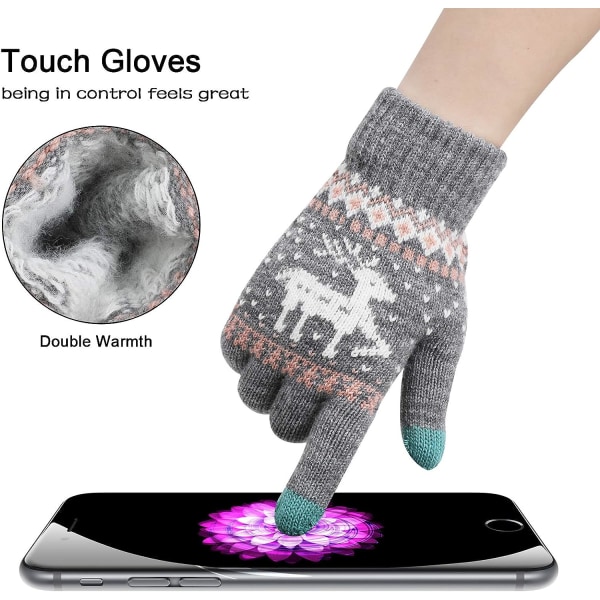 Vinter Stickade Varma Handskar Unisex Pekskärm, Termisk Elastisk F