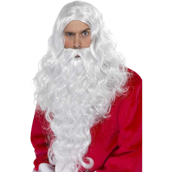 Smiffys Santa -lisävarustepakkaus, valkoinen, peruukki ja parta