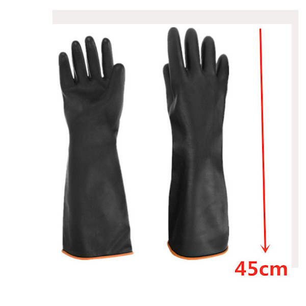 45CM Heavy Duty Svarta Handskar, 1 Par Kemikalieresistenta Latexhandskar