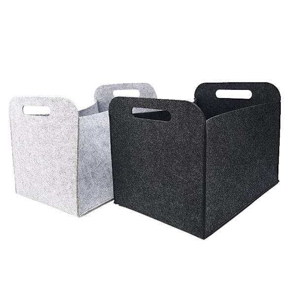 Rubberneck 24 x 32 x 24 cm (harmaa) neliömäinen huopapuukori 2 kahvalla