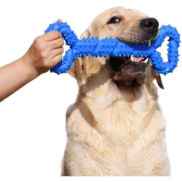 (Blå), Hundetyggespil Resistent Gummi 12cm Knogleformet Hundelegetøj Pu