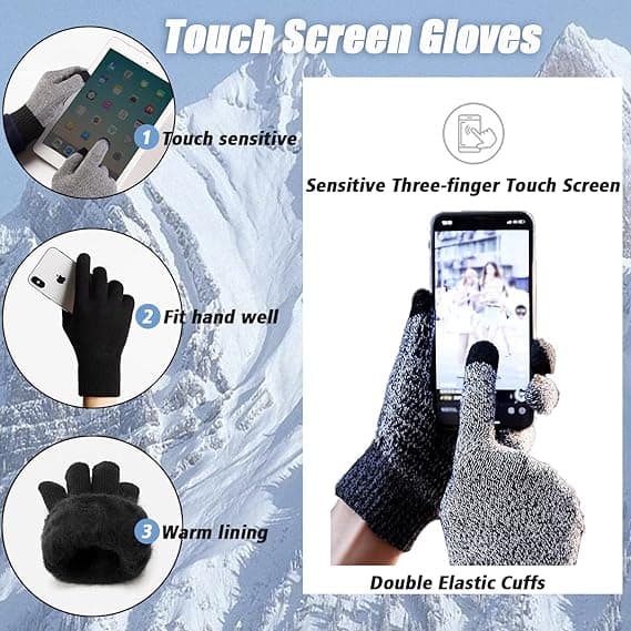 Vinter Touchscreen Handsker til Mænd Kvinder Varmt For Elastisk Manchet