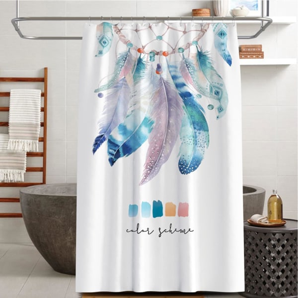 180x200cm，（feather pattern）Mildew Resistant Shower Curtain,Machin