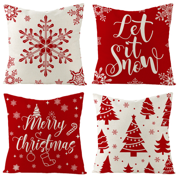 Cotton Linen Christmas Pillow Case, Christmas Deer Linen Cushion