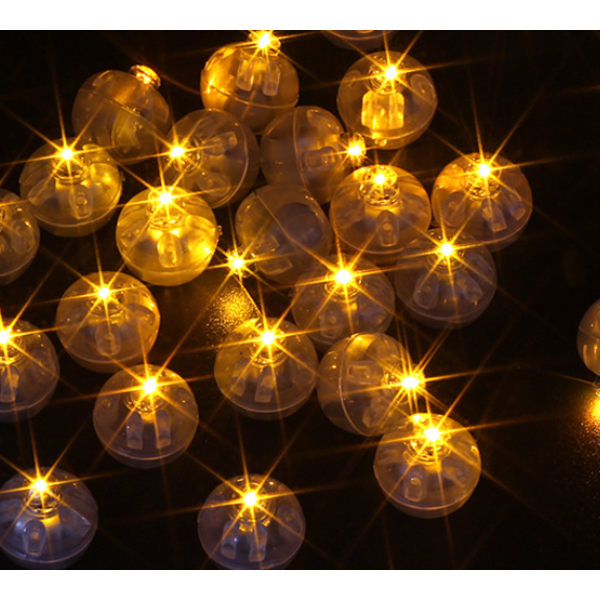 Set med 20 mini vattentäta gula LED-ljusbollar för ballonger, Ea