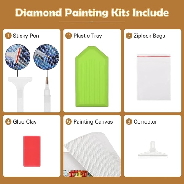 Wolf 5D Diamond Painting Kit for Christmas, Animals Moon Full Rhi